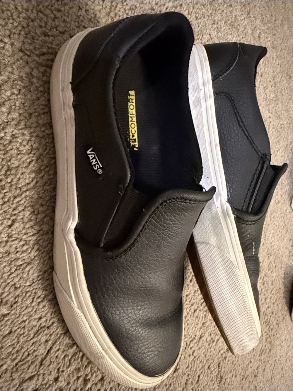 Vans slip on COMFORT shoes size 6 1/2 Black with White bottom - Picture 6 of 8